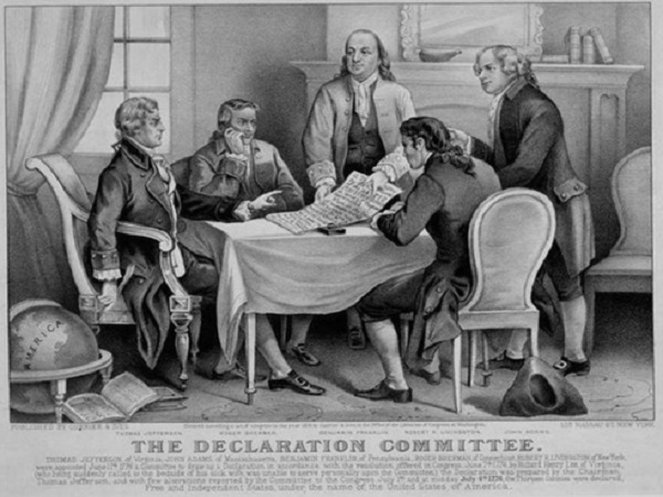 Picture of John Adams, Thomas Jefferson, Benjamin Franklin, Robert R. Livingston and Roger Sherman