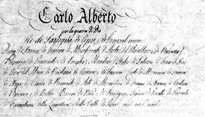LO STATUTO ALBERTINO 1848